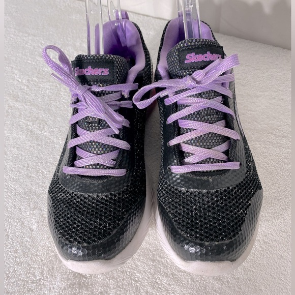Skechers Black Purple Lace up Activewear Athletic Sneakers 4.5 - Picture 2 of 11